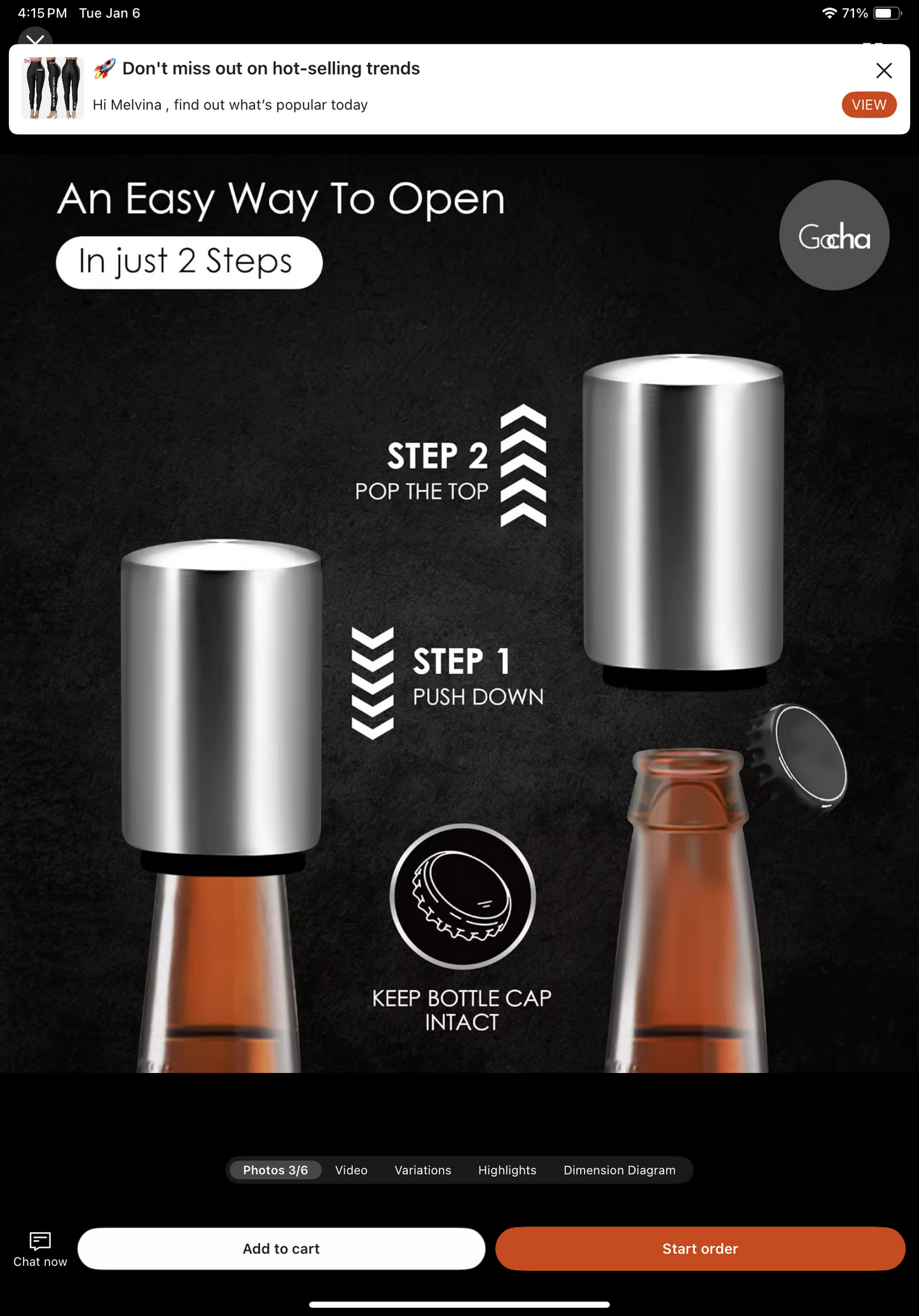 Magnetic Push Down Bottle Opener – Stainless Steel Automatic Beer Cap Remover