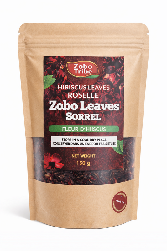 ZoboTribe Sun Dried Hibiscus Loose Leaves (150g) – Sorrel, Bissap, Zobo, Agua de Jamaica, Karkade – Caffeine-Free Herbal Tea for Hot or Cold Brew